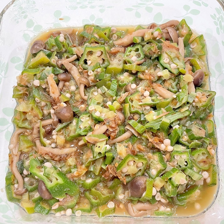 おくらとしめじのおかか煮